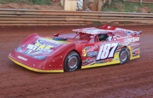 David McCoy, seen here from earlier action, scored the Limited Late Model feature win Saturday night at Toccoa Speedway.  Photo by Terry Spackman