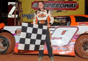 Steve Casebolt, seen here from an earlier victory, powered to his first career World of Outlaws Late Model Series victory Friday night at Screven Motor Speedway.  Photo by Kevin Prater/praterphoto.com