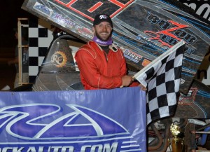 Anthony Nicholson, seen here from an earlier win, scored his sixth USCS Sprint Car Series victory of the season Saturday night at Poplar Bluff Speedway.  Photo by Chris Seelman