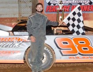 Jimmy Johnson, seen here from an earlier win, recorded his fifth Limited Late Model feature win of the 2015 season Saturday night at Hartwell Speedway. Photo by Heather Rhoades