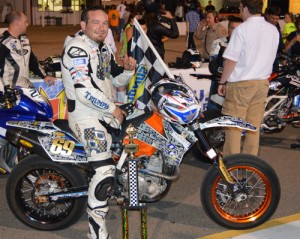 Robert McLendon scored the Motorcycle victory Saturday night at Montgomery Motor Speedway.  Photo by Philip Odom