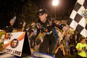 Ben Rhodes captured his third NASCAR K&N Pro Series East victory of the season Saturday night At Bowman Gray stadium.  Photo by Getty Images for NASCAR