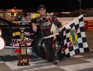 Justin South came back from a lap one spin to pick up the second Pro Late Model feature win.  Photo by Philip Odom