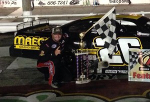 Bubba Pollard scored his fifth Southern Super Series victory of the season Saturday night with a win at Mobile International Speedway.  Photo courtesy Mobile Int'l Speedway Media