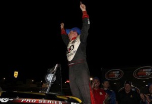 Chris Eggleston scored his first NASCAR K&N Pro Series West victory Saturday night at Colorado National Speedway. Photo by Sarah Glenn/Getty Images for NASCAR