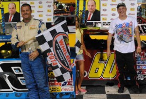David Roberts (left) and R.A. Brown (right) both made trips to victory lane at Anderson Motor Speedway Friday night, as both scored wins in the 40 lap Late Model Stock double features.  Photos by Christy Kelley