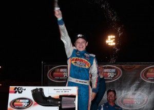 James Bickford emerged victorious in Saturday night's NASCAR K&N Pro Series West race at State Line Speedway.  Photo by William Mancebo/Getty Images for NASCAR