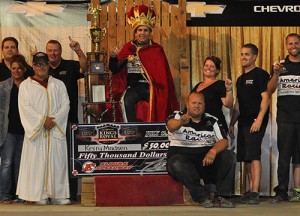 Kerry Madsen is crowned as the winner of the King's Royal at Eldora Speedway Saturday night.  Photo courtesy Eldora Speedway Media 
