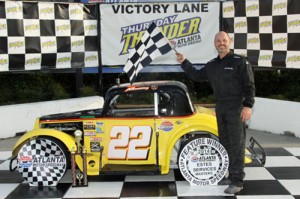 Scott Mosley, seen here from an earlier win, scored the Masters Legends division victory Saturday at Atlanta Motor Speedway.  Photo by Tom Francisco/Speedpics.net