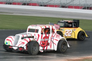 Skip Nichols (9) scored the Masters win and sealed up the division championship in last week's Thursday Thunder season finale at Atlanta Motor Speedway.  Photo by Tom Francisco/Speedpics.net