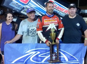 Tim Crawley celebrated Independence Day with his third USCS Sprint Car win in a row Friday night at Diamond Park Speedway. Photo courtesy USCS Media