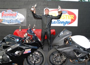 Andrew Patterson scored wins in both the Super Pro Bike and Street ET Bike classes in the National Dragster Challenge at Atlanta Dragway Sunday.  Photo by Tim Glover
