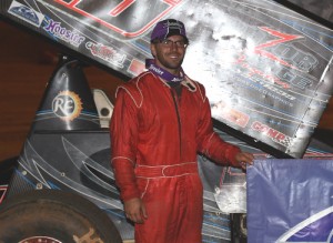 Anthony Nicholson won his third United Sprint Car Series main event of 2014 and seventh of his career Saturday night at Duck River Raceway Park.  Photo by Chris Seelman