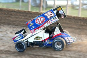 Donny Schatz, seen here from earlier action, scored his 25th World of Outlaws STP Sprint Car Series victory of the season Saturday night at Rolling Wheels Raceway Park.  Photo by Rick Rea