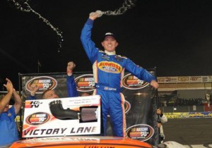 Dylan Lupton scored his second career NASCAR K&N Pro Series West victory Saturday night at Kern County Raceway Park.  Photo by Getty Images for NASCAR