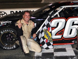 Preston Peltier scored Saturday night's PASS South Super Late Model Series feature at South Boston Speedway.  Photo by Laura / LWpictures.com