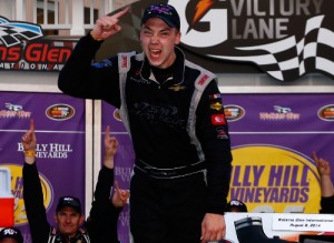 Scott Heckert celebrates his victory in Friday's NASCAR K&N Pro Series East race at Watkins Glen International.  Photo by Getty Images for NASCAR
