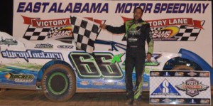 Scott Knowles drove to a $1,000 victory on Saturday night in the NeSmith Chevrolet Weekly Racing Series Late Model race at East Alabama Motor Speedway.  Photo courtesy EAMS