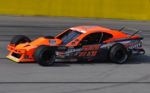 Spencer Davis put his NASCAR Whelen Modified Tour ride through it's paces in a tire test Thursday at Gresham Motorsports Park.  Photo by Brandon Reed