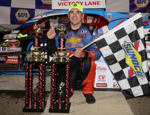 Woody Pitkat earned his first NASCAR Whelen Modified Tour victory at his hometown track of Stafford Motor Speedway Friday night.  Photo by Darren McCollester/Getty Images for NASCAR