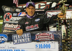 Darrell Lanigan scored his 14th World of Outlaws Late Model Series victory of the season Friday night at Lernerville Speedway.  Photo courtesy WoO Media
