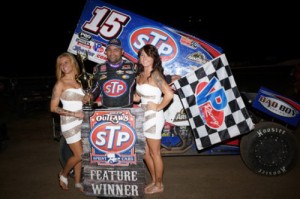Donny Schatz scored his 20th World of Outlaws STP Sprint Car Series victory of the season Monday night at Grays Harbor Raceway.  Photo by Lisa Dynes Photography