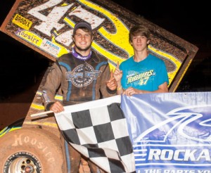 Eric Riggins, Jr. beat out Terry Gray to score the victory in Friday night's USCS Sprint Car Series action at Senoia Raceway.  Photo by Francis Hauke/22fstops.com