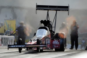 J.R. Todd continued to lead Top Fuel qualifying on Saturday at zMax Dragway.  Photo courtesy NHRA Media