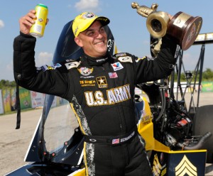 Tony Schumacher scored his second Top Fuel victory in as many days with a win in Sunday's Texas NHRA FallNationals finals at the Texas Motorplex.  Photo courtesy NHRA Media