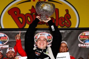 Andy Seuss scored his first NASCAR Whelen Southern Modified title in the tour's season finale in October at Charlotte Motor Speedway. Photo by Brian Lawdermilk/Getty Images for NASCAR