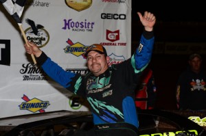 Chris Madden, seen here from an earlier victory, stormed to victory lane at Dixie Speedway Saturday night with a win in the Lucas Oil Late Model Dirt Series Dixie Shootout.  Photo courtesy LOLMDS Media