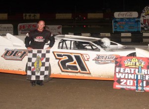 Josh Peacock scored his first Donnie Tanner Memorial feature in Late Model action at East Bay Raceway Park Saturday night.  Photo courtesy EBRP Media