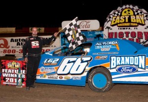 Kyle Bronson scored the Open Wheel Modified feature victory Saturday night at East Bay Raceway Park.  Photo courtesy EBRP Media