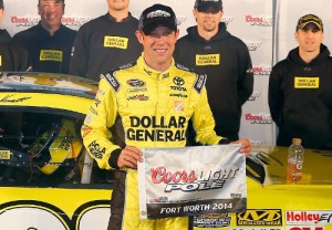 Matt Kenseth scored the Coors Light Pole Award after qualifying for pole position for Sunday's NASCAR Sprint Cup Series race at Texas Motor Speedway.  Photo by Tom Pennington/NASCAR via Getty Images