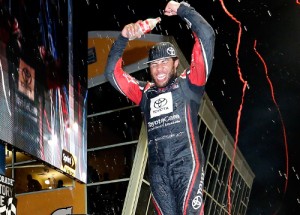 Darrell Wallace, Jr. scored the NASCAR Camping World Truck Series win Friday night at Homestead-Miami Speedway.  Photo by Sean Gardner/Getty Images