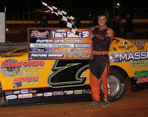 Donald McIntosh scored the $5,000 Turkey Gobble 50 victory Saturday night at Boyd's Speedway.  Photo by Ronnie Barnett/The Photo Man