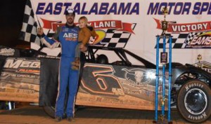 Jonathan Davenport came away with the Super Late Model victory in Sunday's National 100 at East Alabama Motor Speedway.  Photo courtesy EAMS Media