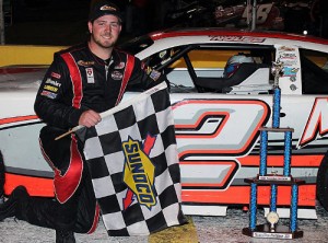 Trevor Noles scored his first career PASS South Super Late Model victory in Saturday's Mason-Dixon Meltdown 200 at Southern National Motorsports Park.  Photo by Laura / LWpictures.com