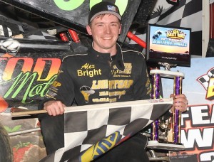 Alex Bright scored his second straight Florida Mini Sprints Winternationals feature Saturday night at East Bay Raceway Park.  Photo by Mike Horne