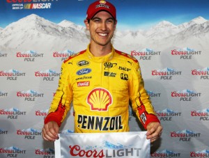 Joey Logano rolled to the pole for Sunday's NASCAR Sprint Cup Series race at Atlanta Motor Speedway.  It marks Logano's first pole at the Hampton, GA track.  Photo by Sarah Glenn/NASCAR via Getty Images