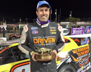 Shane Clanton scored the DIRTcar Late Model A-Main victory Thursday night at Volusia Speedway Park.  Photo courtesy WoO LMS Media