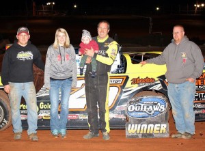 Shane Clanton snapped a 66-race winless streak in World of Outlaws Late Model Series competition Saturday night with a victory in the Winter Freeze finale at Screven Motor Speedway.  Photo by Zach Yost Racing Photography/Courtesy Shane Clanton Racing