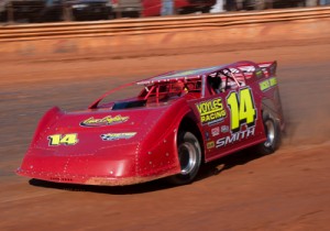 Adam Smith powers through the turns at Hartwell Speedway en route to the SECA Late Model victory Sunday afternoon.  Photo by Heather Rhoades