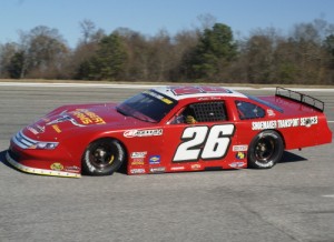 Bubba Pollard, seen here from earlier action, scored the win in Saturday night's Pro Late Model Rattler 125 at South Alabama Speedway.  The victory made the Georgia driver the first three-time winner of the event.  Photo by Terry Spackman