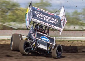 Daryn Pittman, seen here from earlier action, beat out Paul McMahan to score the World of Outlaws Sprint Car Series A-Main Sunday night at Antioch Speedway.  Photo by Collin Markle