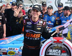 Grant Enfinger scored his third straight ARCA Racing Series race at Mobile International Speedway Saturday afternoon.  Photo by Fastrax Photos/Tom Wilsey/Loxley, AL
