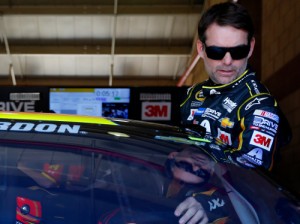 Jeff Gordon looked to have the win in hand in Sunday's NASCAR Sprint Cup Series race at Martinsville Speedway until a speeding penalty on pit road during the race's final caution ruined his chances. Photo by Matt Sullivan/NASCAR via Getty Images