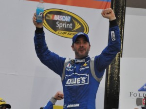 Jimmie Johnson held off Kevin Harvick for the victory in Sunday's NASCAR Sprint Cup Folds of Honor QuikTrip 500 at Atlanta Motor Speedway.  Photo by David Weikel