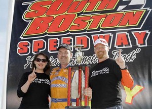 Phillip Morris topped the field to score the win in the first Late Model Stock feature at South Boston Speedway Saturday.  Photo by James Price