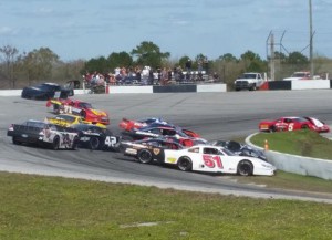 Several top contenders were caught up in this lap two crash, triggered when Stephen Nasse (51) made contact with pole sitter Anderson Bowen (29).  Photo by Matt Weaver